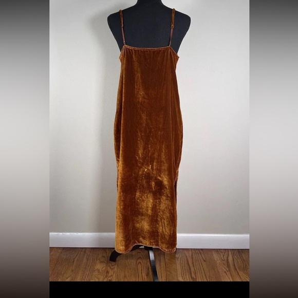 Velvet Velour MIDI Slip Dress Slit Burnt Orange NEW NWT Medium 7 For All Mankind - Picture 4 of 10